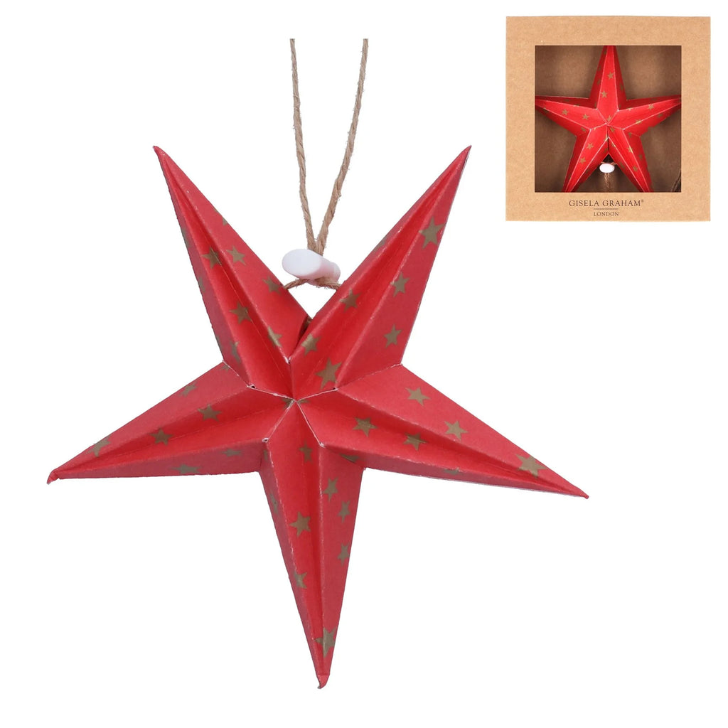 Gisela Graham Red Star Paper Decoration with Gold Star Detail
