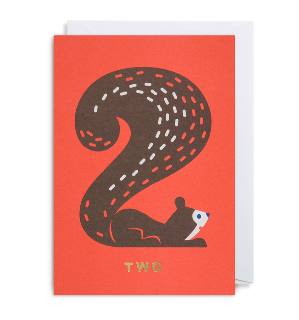 Number 2 Squirrel Greeting Card - Lagom Design