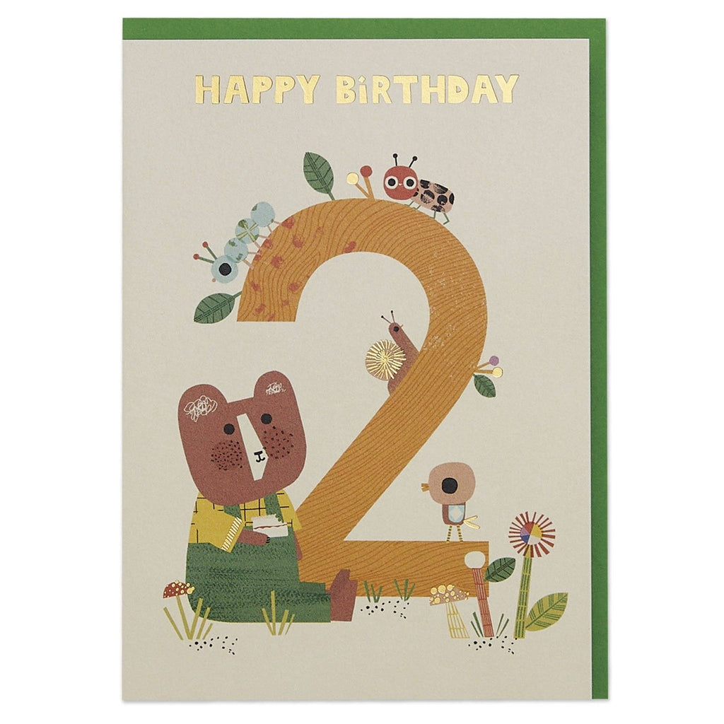 Raspberry Blossom Age 2 Happy Birthday Greetings Card