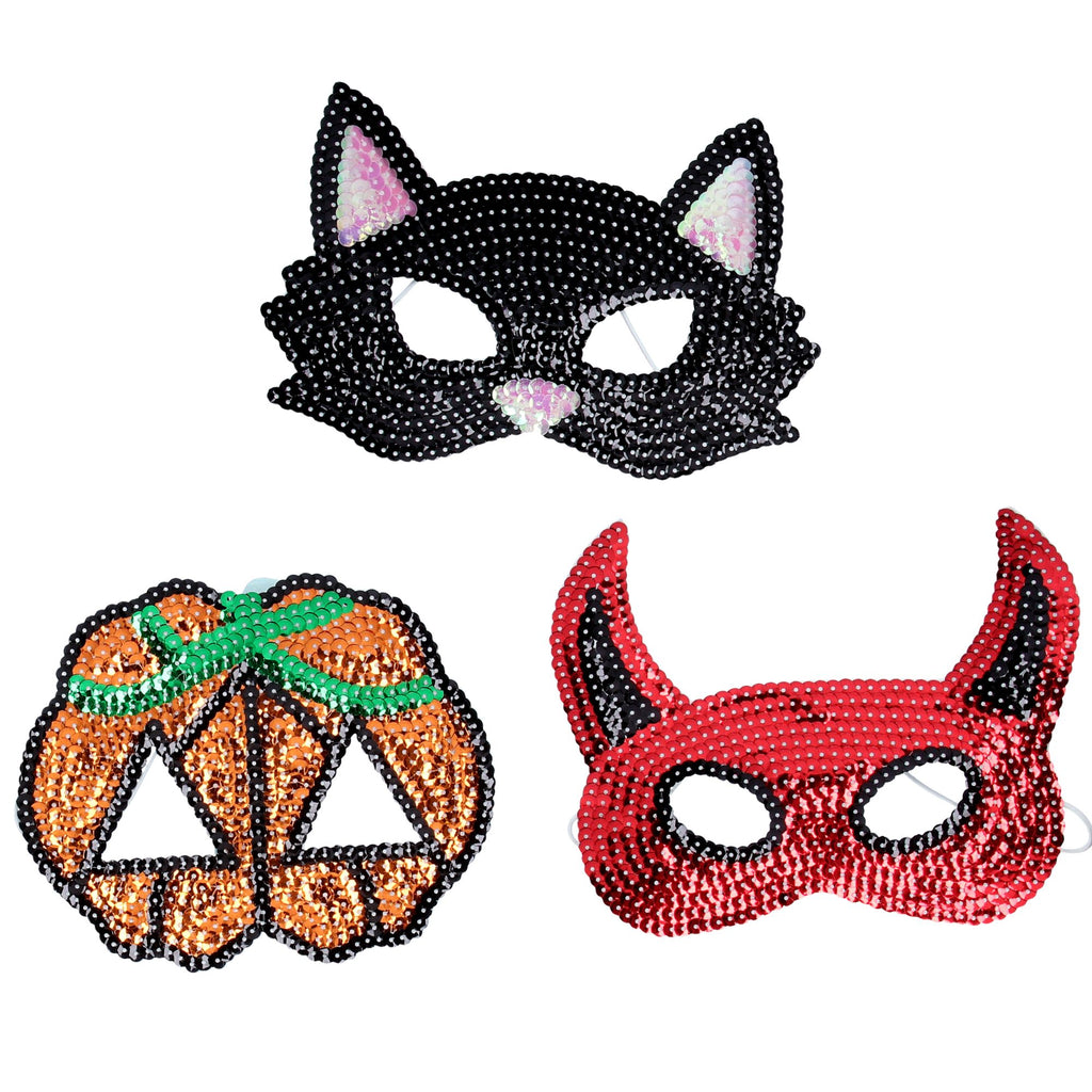 1 Piece Gisela Graham Sequin Halloween Mask - Cat/ Pumpkin/ Devil