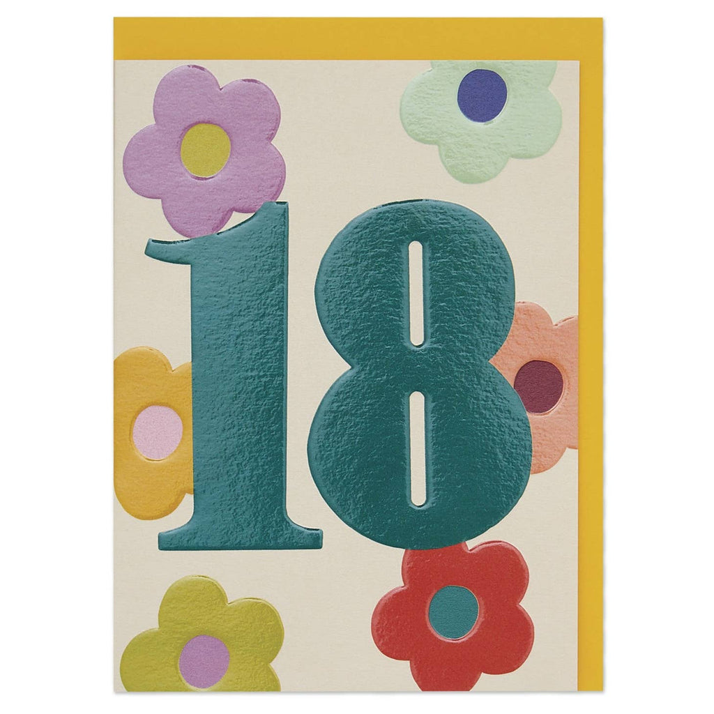 Raspberry Blossom Age 18 Birthday Card