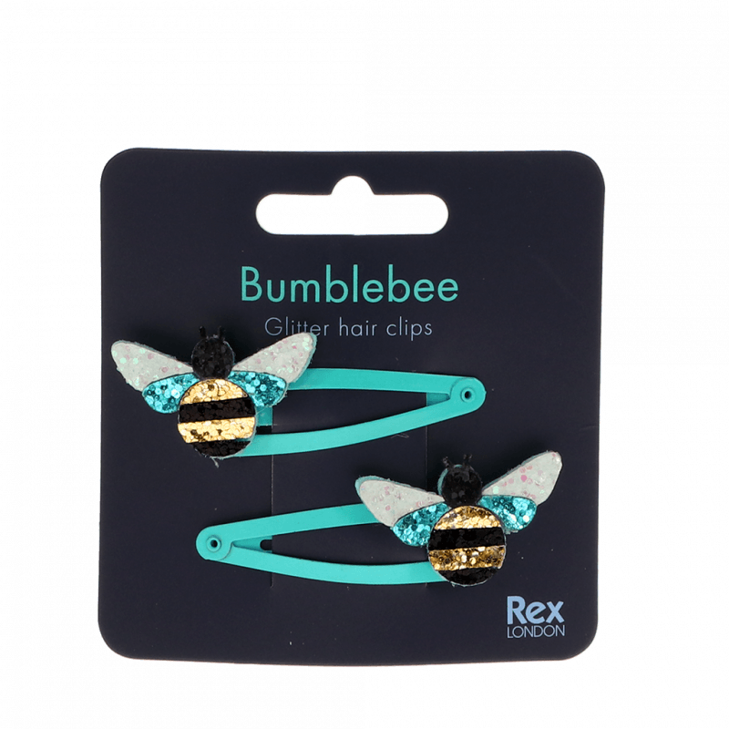 Rex London Glitter Hair Clips (set of 2) - Bumblebee