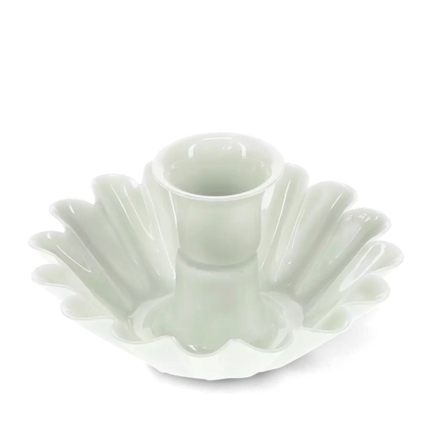 Rex London Enamel Cupped Flower Candle Holder - Light Grey
