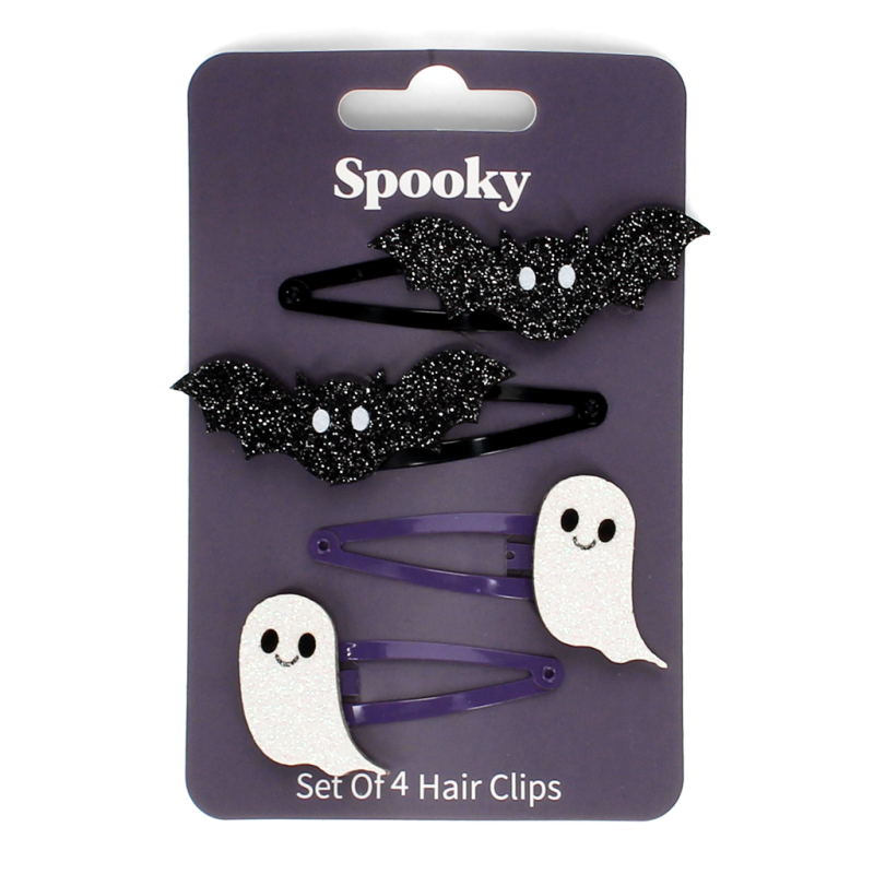 Rex London Glitter Hair Clips (set of 4) - Spooky