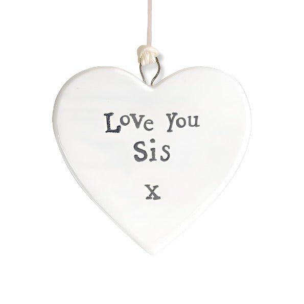 East of India Porcelain Heart - Love You Sis