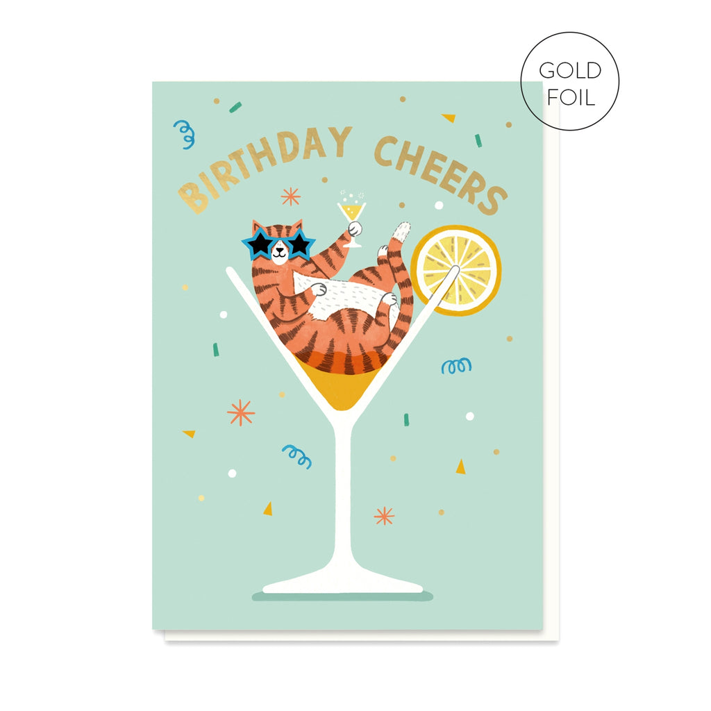 Stormy Knight Cocktail Cat Birthday Card