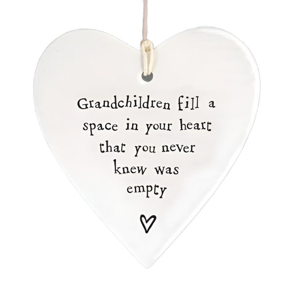 East of India Porcelain Round Heart - Grandchildren Fill Space