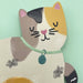 Raspberry Blossom Black And White Cat Greetings Card