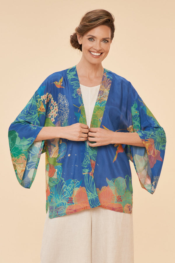 Powder Hummingbird Kimono Jacket in Denim