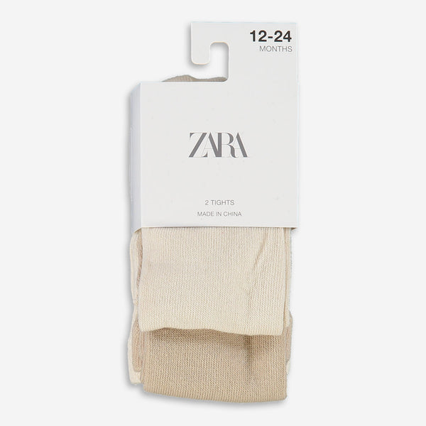 Zara Baby Two Pack Cream & Beige Baby Tights