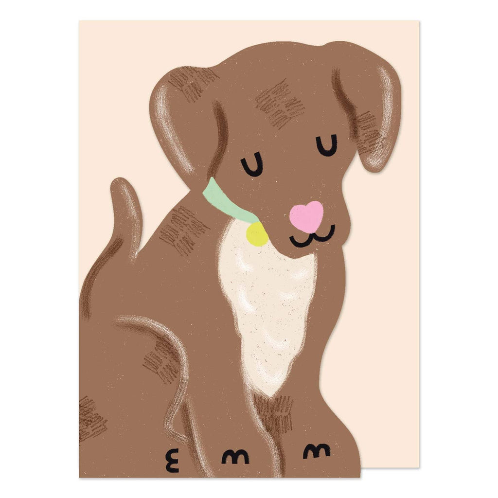 Raspberry Blossom Chocolate Brown Puppy Greetings Card