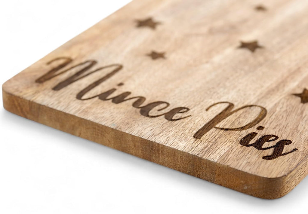 Rustic Wooden Mince Pie Serving Board with Handle