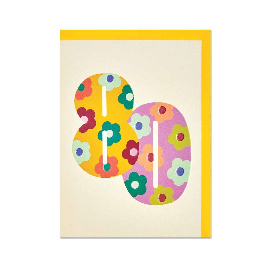 Raspberry Blossom Age 80 Birthday Card