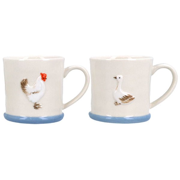 Gisela Graham Set of 2 Stoneware Mini Mugs - Hen & Duck