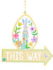 Gisela Graham Pastel Flowers Egg Bunny Wood Arrow Sign Decoration
