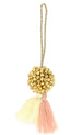 Fiona Walker Pastel Gold Christmas Bauble with Cream & Pink Tassel