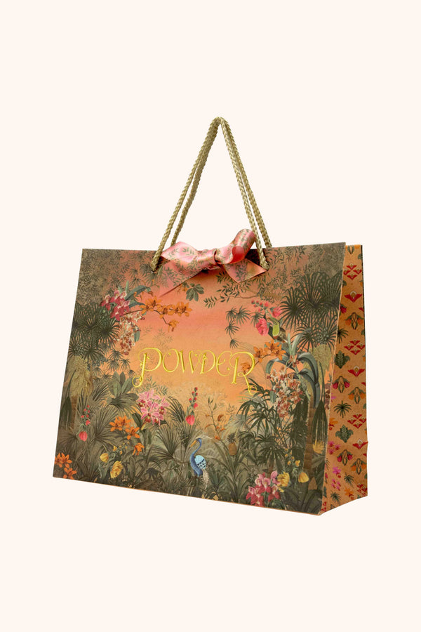 Powder Velvet Embroidered Make Up Bag - Hummingbird