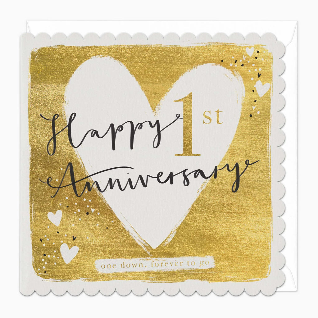 Whistlefish Happy 1st Anniversary Scalloped Card