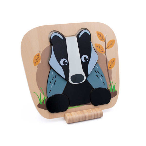 Jumini Woodland Badger Raised Puzzle Wooden