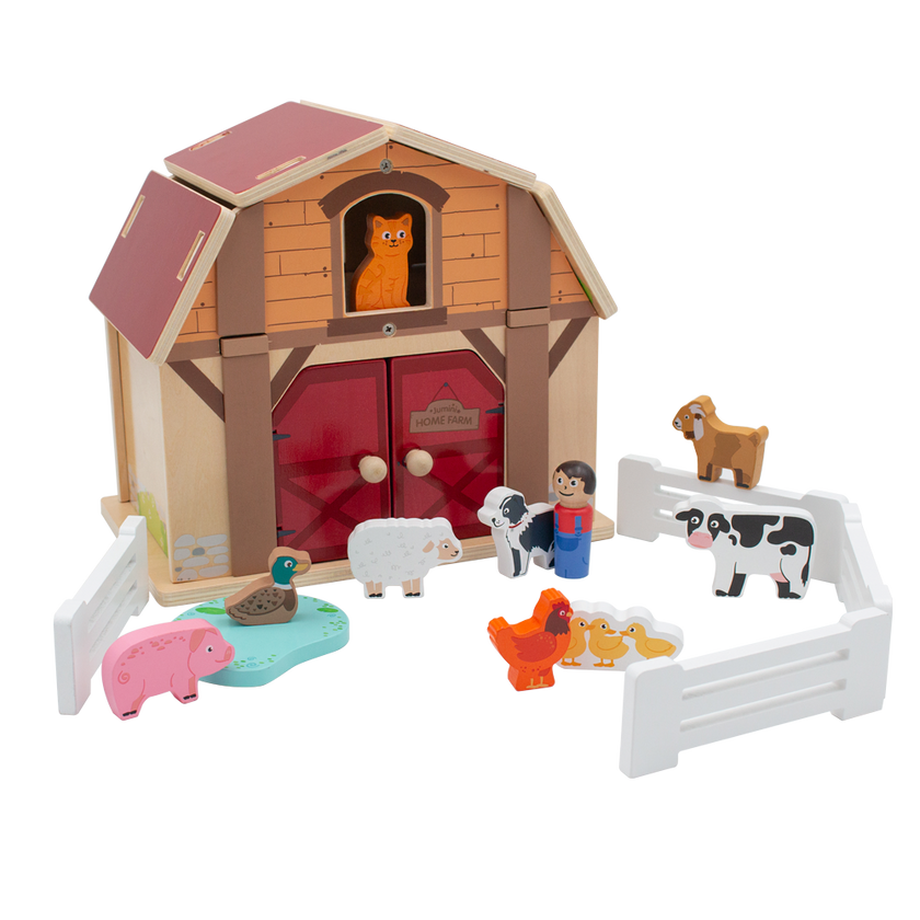 Jumini Wooden Home Farm Barn Set (incl animals)