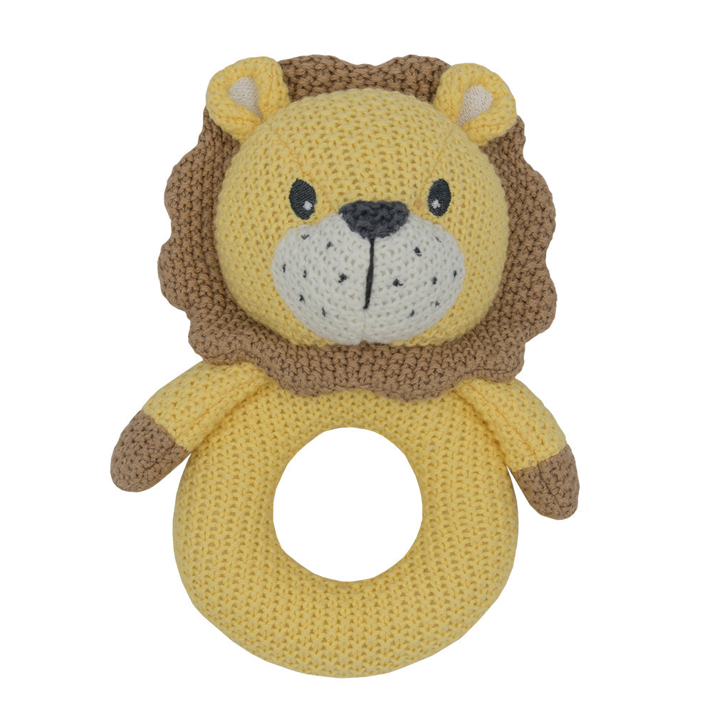 Living Textiles Knitted Ring Rattle - Leo Lion