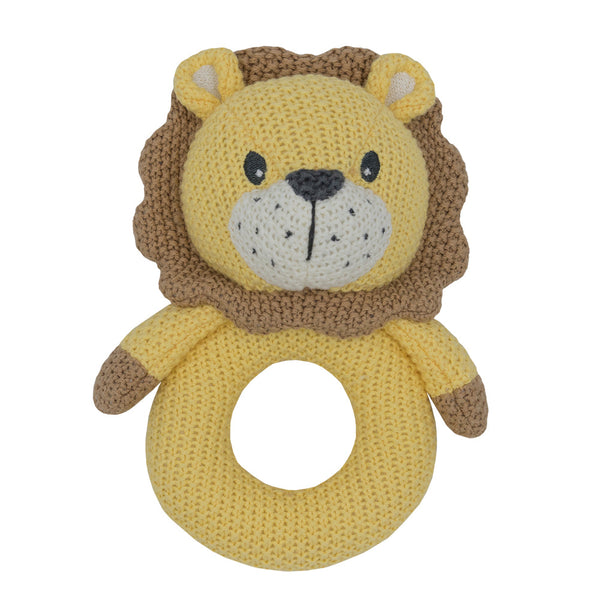Living Textiles Knitted Ring Rattle - Leo Lion