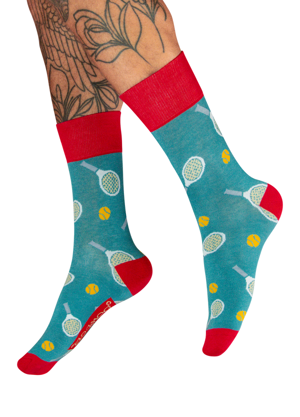 Powder Men's Socks - Centre Court in Teal Blue