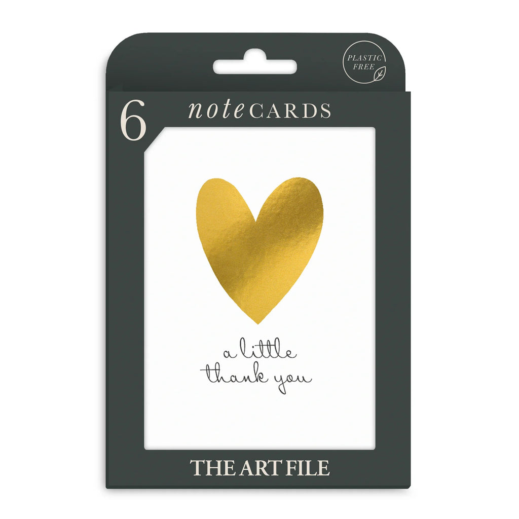 The Art File Golden Heart Thank You Cards - Pack of 6 Notecards