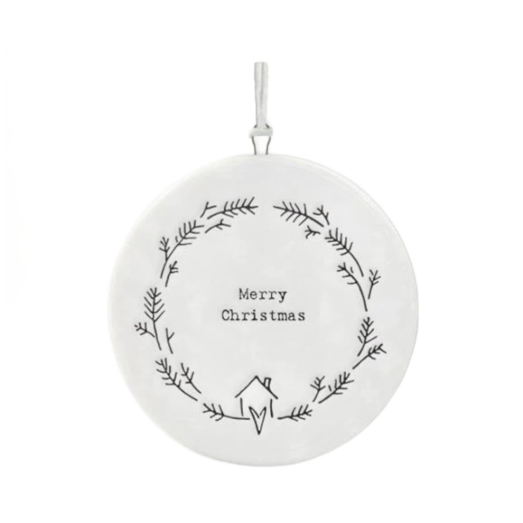 East of India Porcelain Wreath Merry Christmas Decoration
