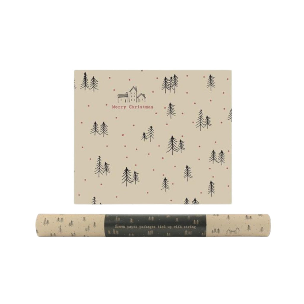 East of India Roll of Kraft Paper - Forest Christmas 5m