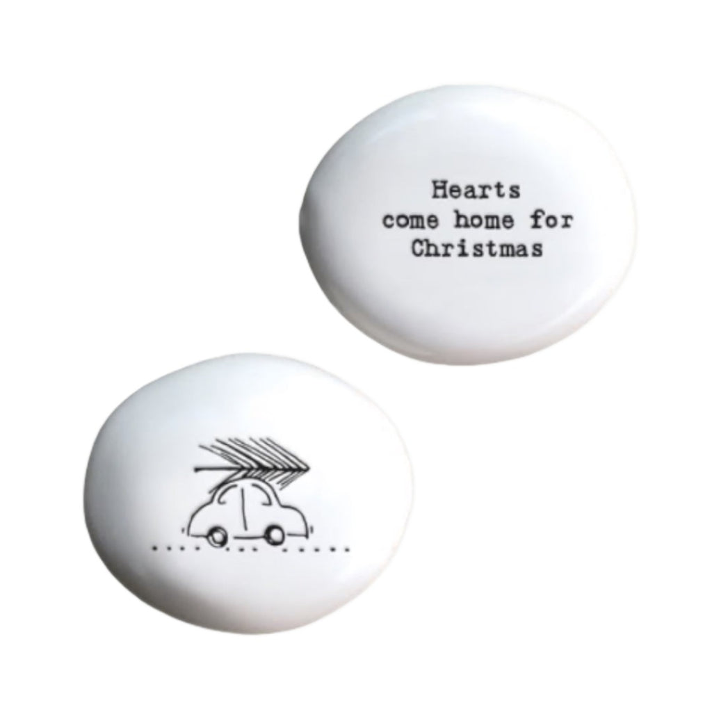 East of India Porcelain Christmas Pebble - Hearts Come Home