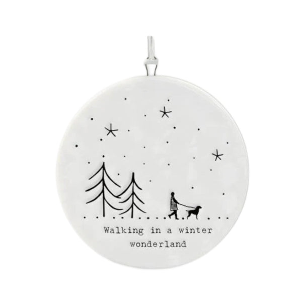 East of India Flat Porcelain Bauble - Winter Wonderland