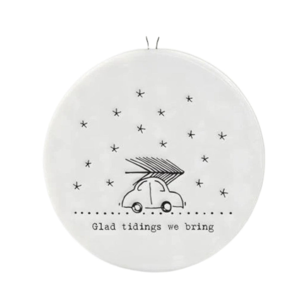 East of India Flat Porcelain Bauble - Glad Tidings We Bring