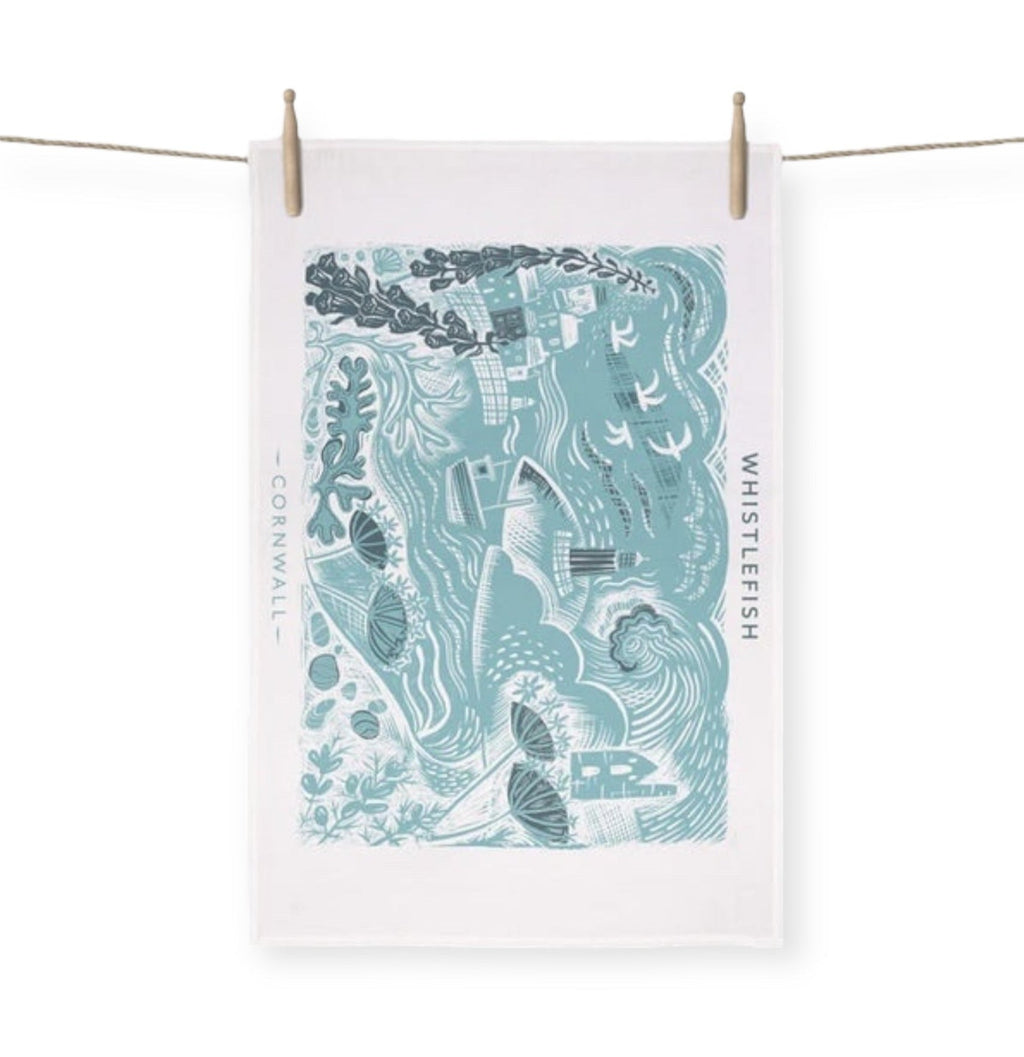 Whistlefish Cornwall Lino Tea Towel