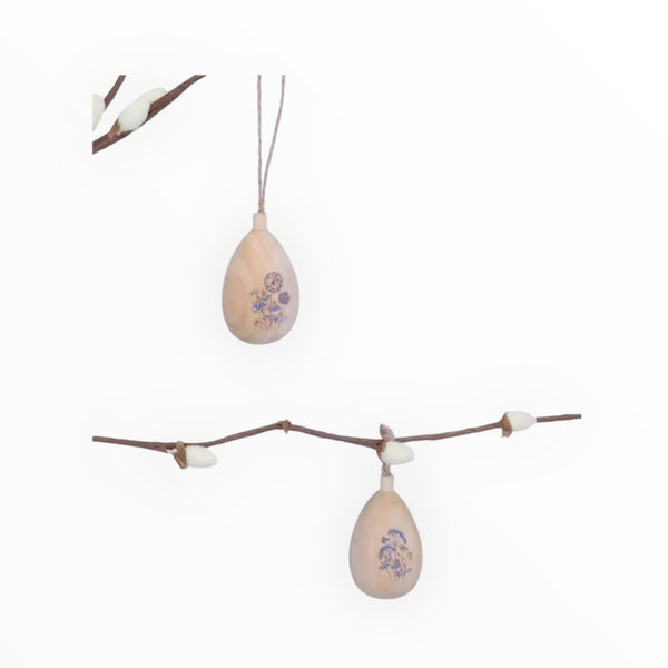 Gisela Graham Blue Meadow Mini 3D Wood Egg Decoration