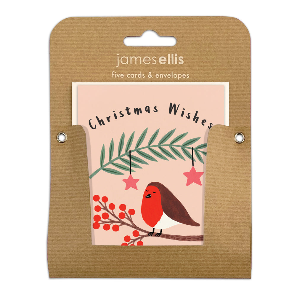 James Ellis Christmas Wishes Robin Cards Set of 5