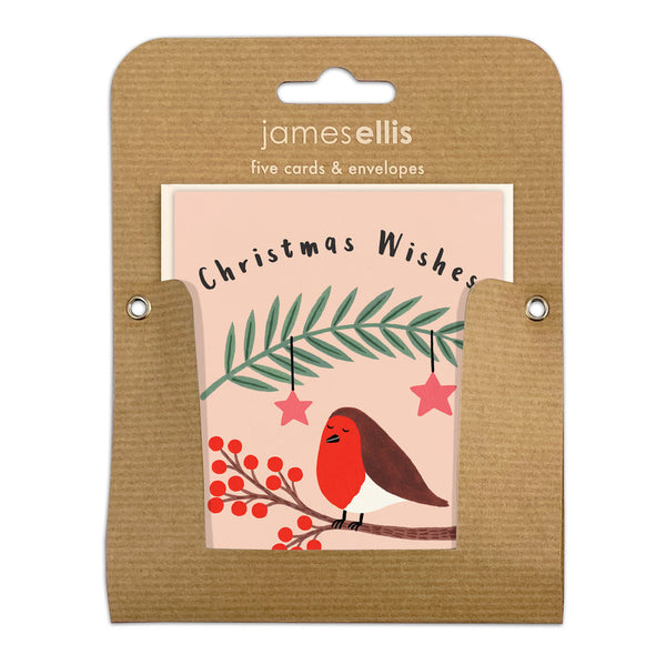 James Ellis Christmas Wishes Robin Cards Set of 5