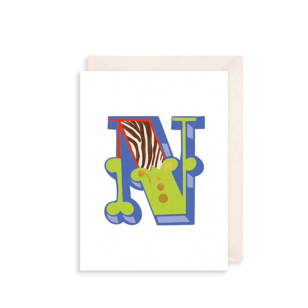 The Art File 'N' Alphabet Greetings Card