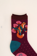 Powder Fox in a Meadow Ankle Socks - Grape