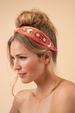 Powder Art Deco Floral Headband - Tangerine