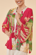 Powder Delicate Tropical Kimono Jacket in Dark Rose