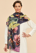 Powder Luxurious Exotic Evening Scarf, Ink