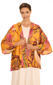 Powder Kimono Jacket - Oriental Crane - Ochre