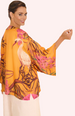 Powder Kimono Jacket - Oriental Crane - Ochre