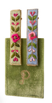 Powder Embroidered Hair Bars -Mint/Cornflower Floral Vines