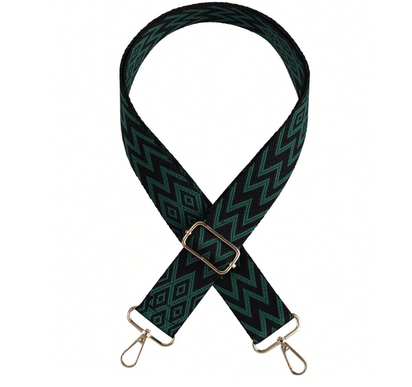 Green & Black Geometric Print Bag Strap - 138cm
