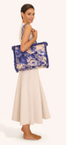 Powder Fringed Box Tote - China Blue Blooms