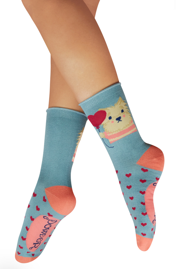 Powder Thoughtful Lover Puppy Ankle Socks