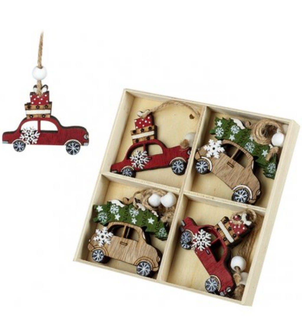 Pack of Assorted Wood Cut Christmas Decorations