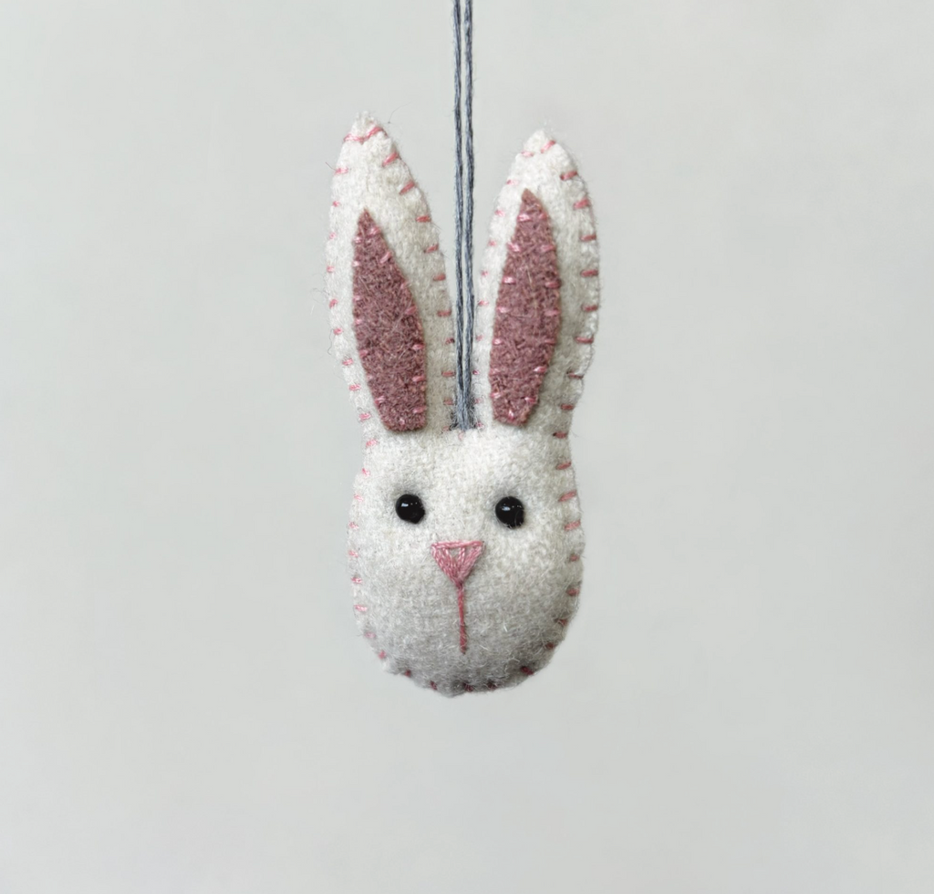 East of India Small Hanging Rabbit Head - Cream